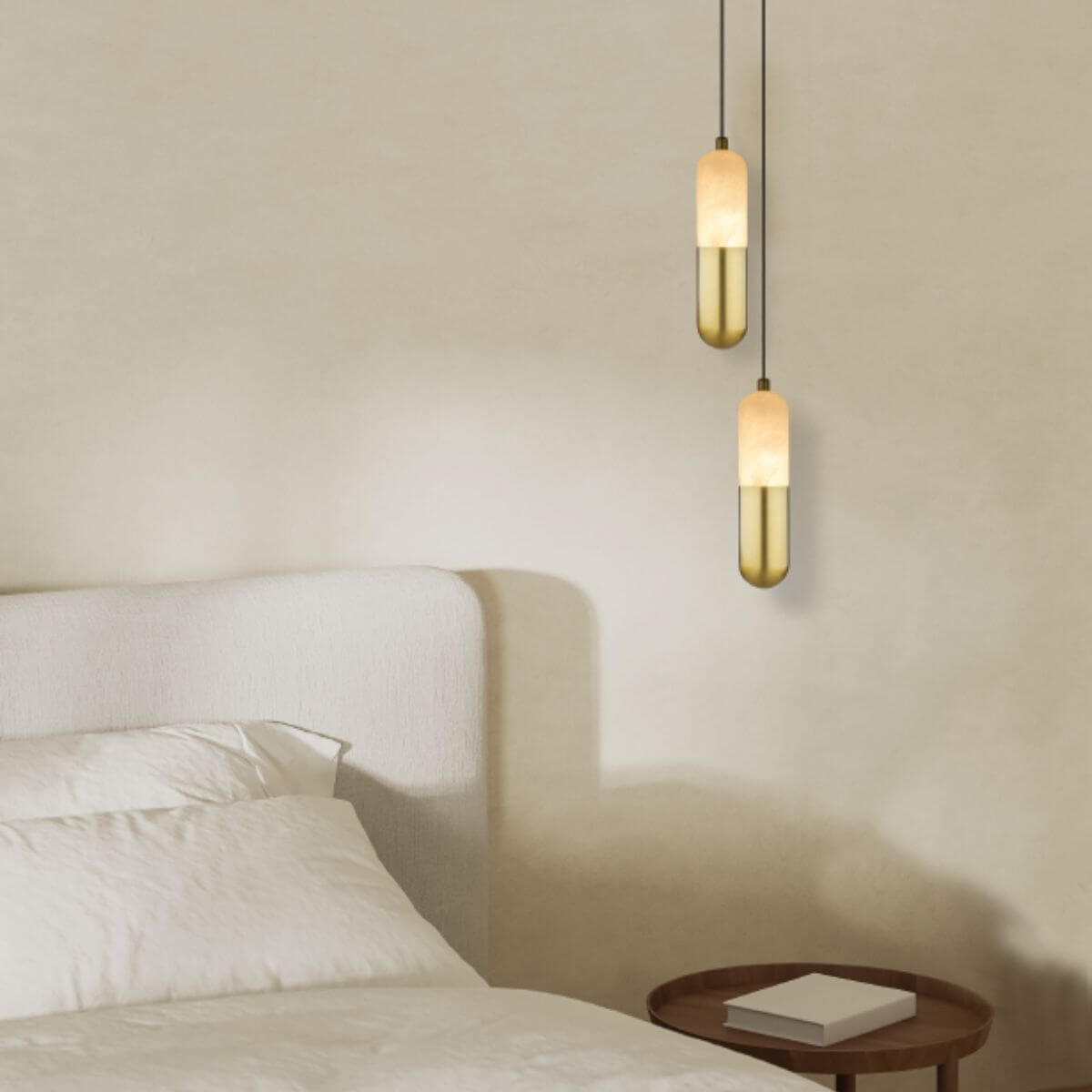 Suspension ZAMBELIS D50 7W Dimmable DESIGN Albatre Blanc et Laiton 2545