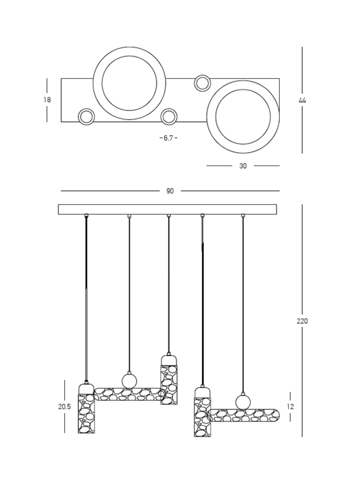 Suspension ZAMBELIS 44W + 3xGU10 DESIGN Pierre Naturelle ET Bois Sans Source 25451