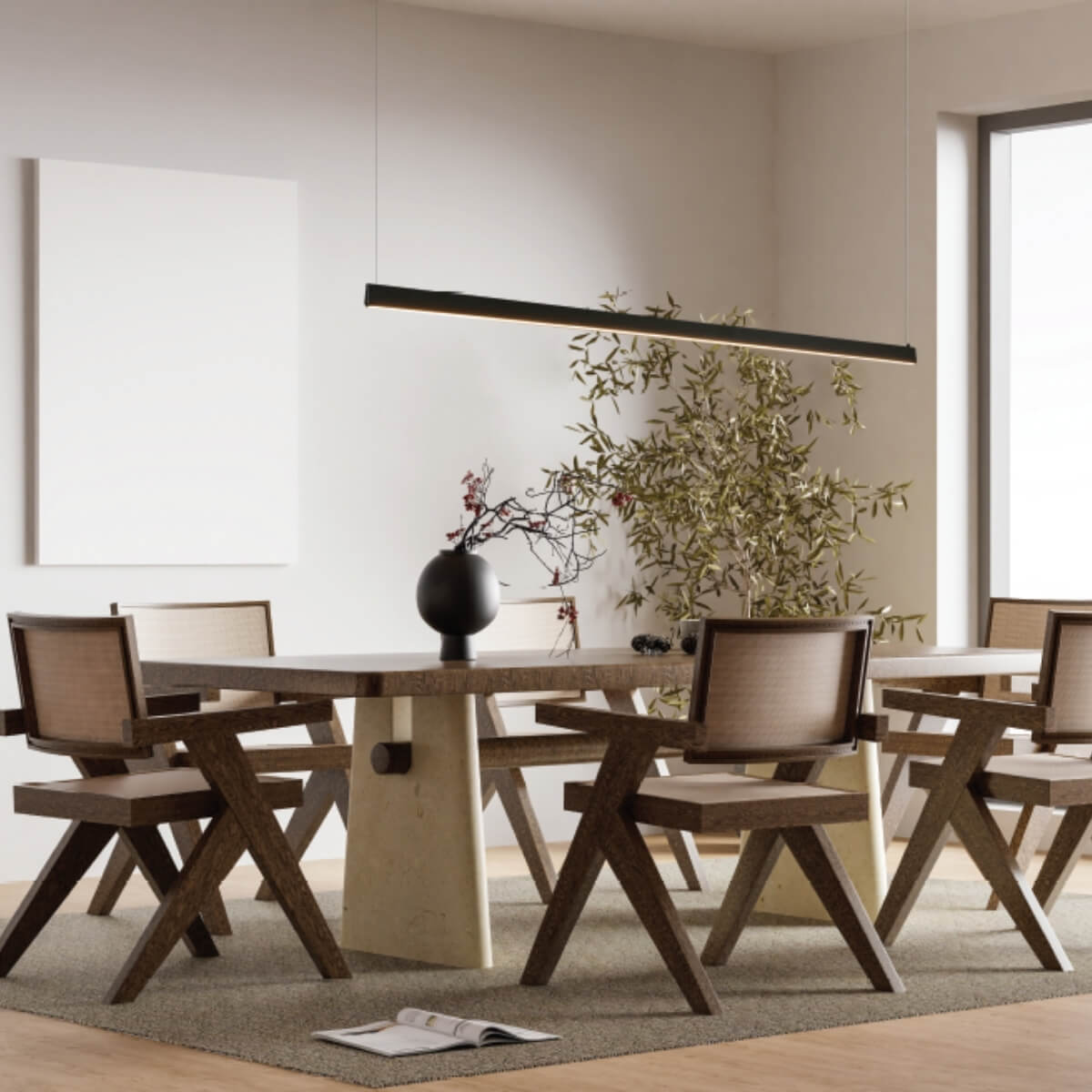 Suspension ZAMBELIS 152cm 32W Dimmable DESIGN Noir Sable 2556