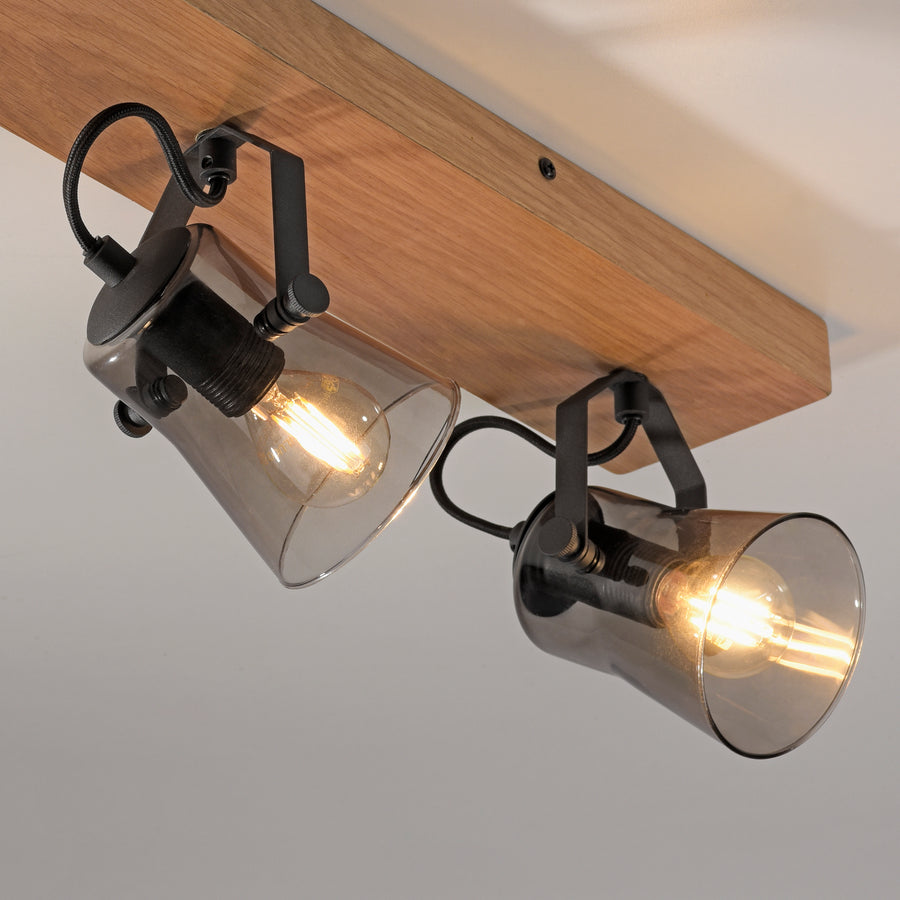 Plafonnier Green Langström 3 lumières noir et bois