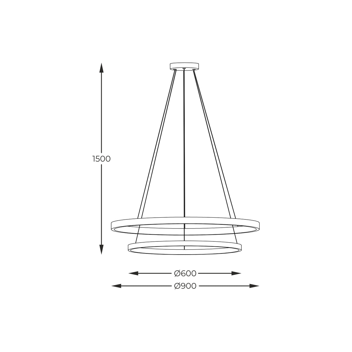 Suspension Horik noire, L 90 cm (PEN89424-60+90BK)
