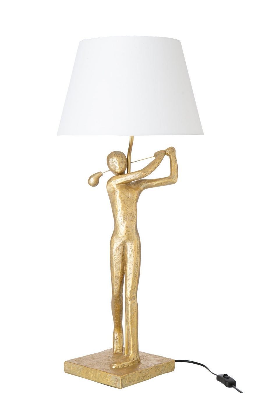 Lampe à poser golfeur en résine dorée
