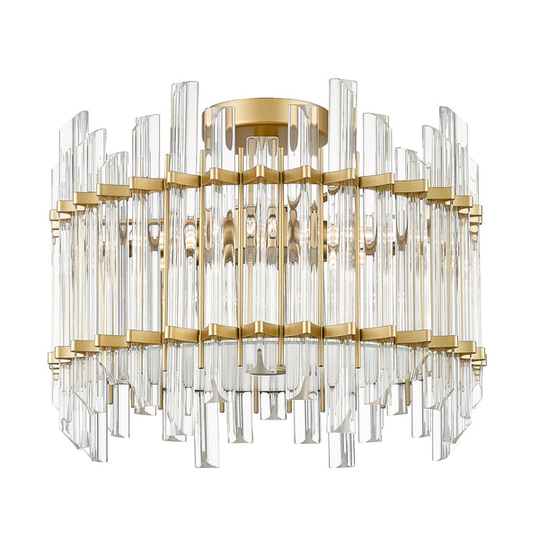 Plafonnier Alexandria 6 lumières doré et transparent, verre