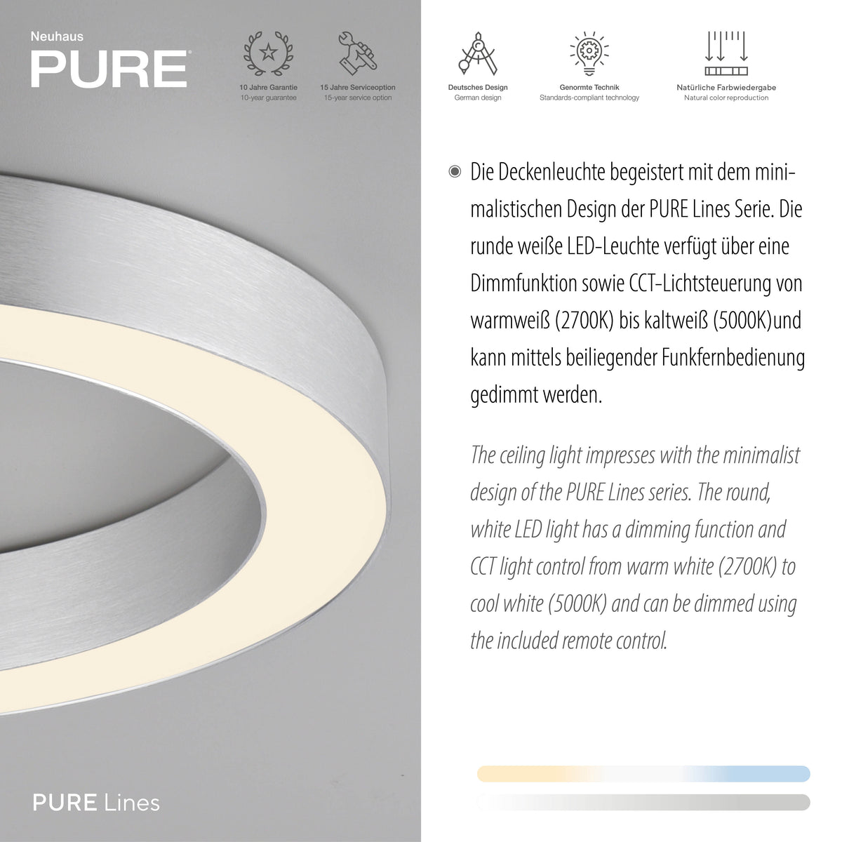 Gros plan sur la monture aluminium et mentions de garantie dix ans