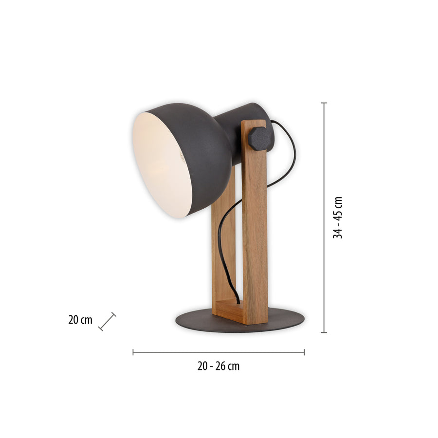 Lampe à poser Cup 2.0 noire et bois