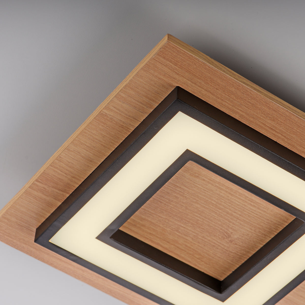 Plafonnier Tola noir et bois, L 30 cm