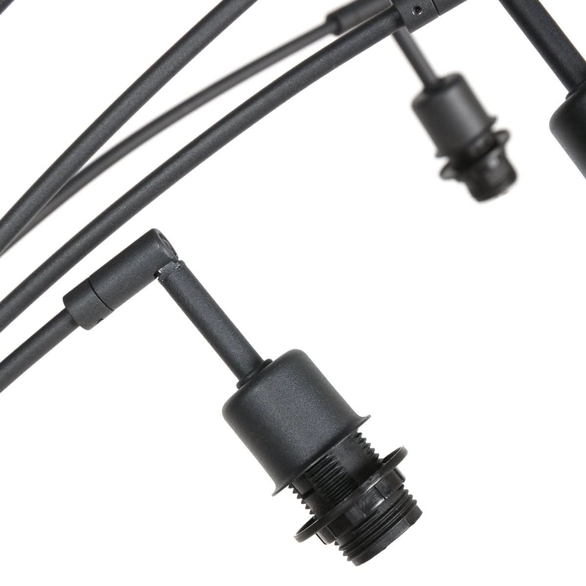Lampadaire Sumba noir, 5 lumières, abat-jour en bambou Ø12 cm