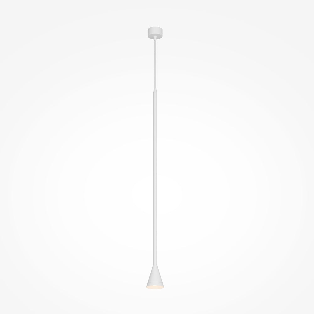 Version blanche du luminaire suspendu, silhouette fine sur fond clair