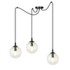 Suspension Gigi 3 lumières noire, verre transparent