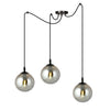 Suspension Gigi 3 lumières noire, verre graphite