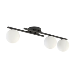 Deckenleuchte Kairo, 3-flammig, Schwarz, Opalglas
