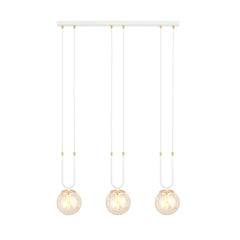 Glam Pendelleuchte, 3-flammig, Weiß, bernsteinfarbenes Glas