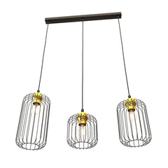 Suspension Vander 3 lumières noire et dorée