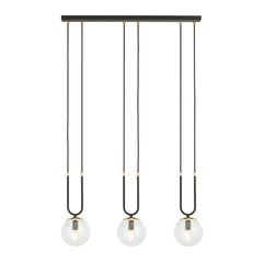 Glam Pendelleuchte, 3-flammig, schwarz, Klarglas
