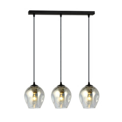 Hängeleuchte Istar, 3-flammig, schwarz, Glas graphit