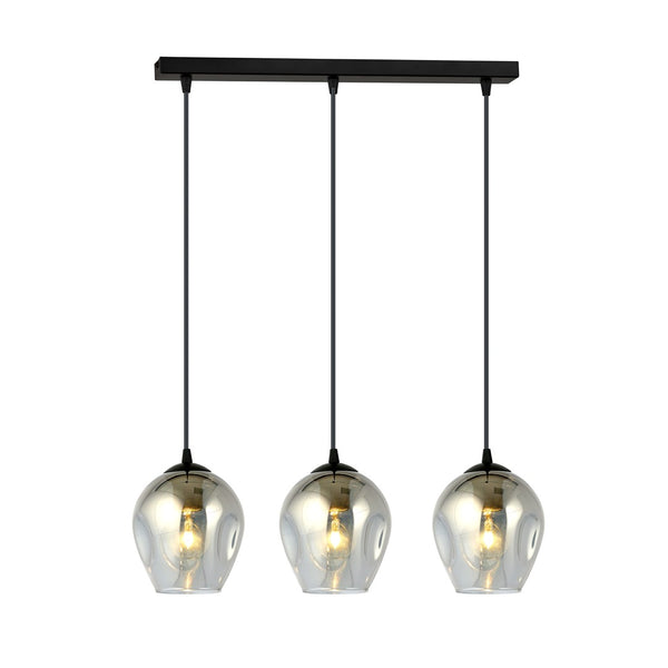 Hängeleuchte Istar, 3-flammig, schwarz, Glas graphit