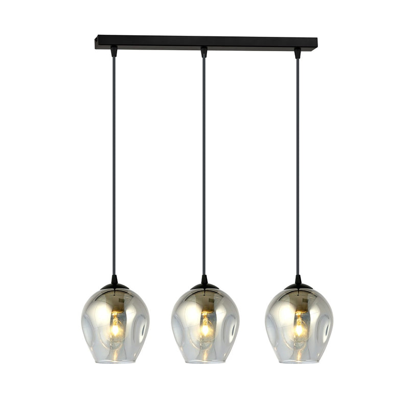 Hängeleuchte Istar, 3-flammig, schwarz, Glas graphit
