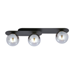 Deckenleuchte Plaza, 3-flammig, schwarz, Glas graphit