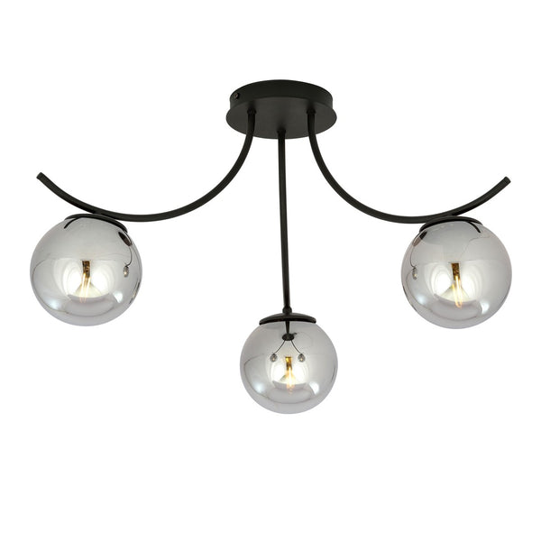 Deckenleuchte Boston 3-flammig schwarz, Glas graphit