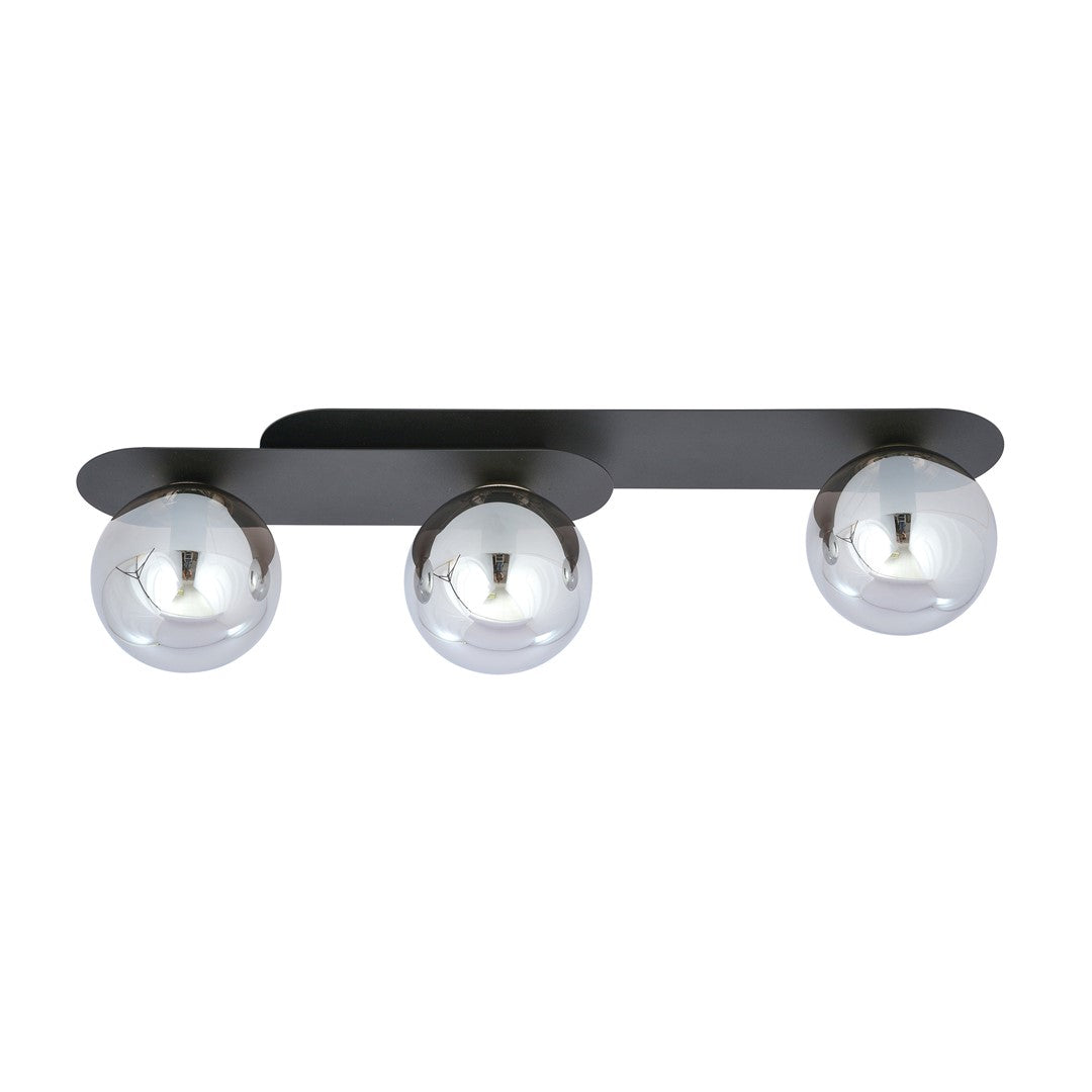 Deckenleuchte Plaza, 3-flammig, schwarz, Glas graphit