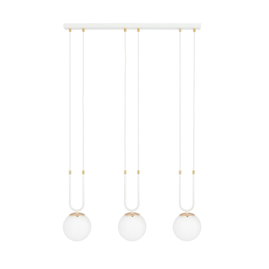 Glam Pendelleuchte, 3-flammig, weiß, Opalglas