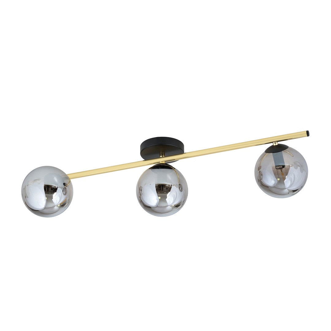 Deckenleuchte Splendi, 3-flammig, Schwarz, graues Glas