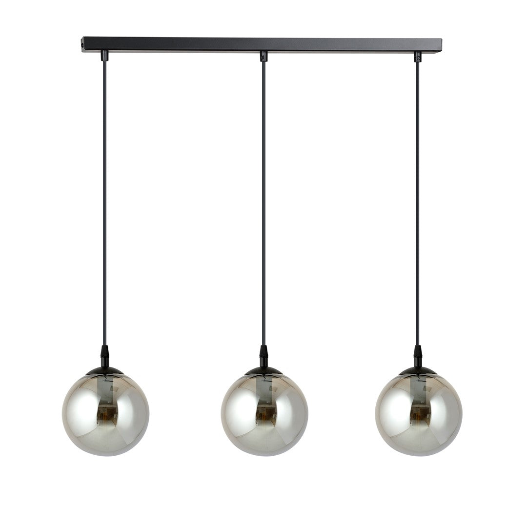 Cosmo Hängeleuchte, 3-flammig, schwarz, Graphitglas
