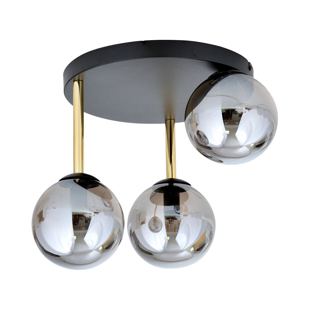 Deckenleuchte Dolce 3-flammig schwarz, Glas graphit