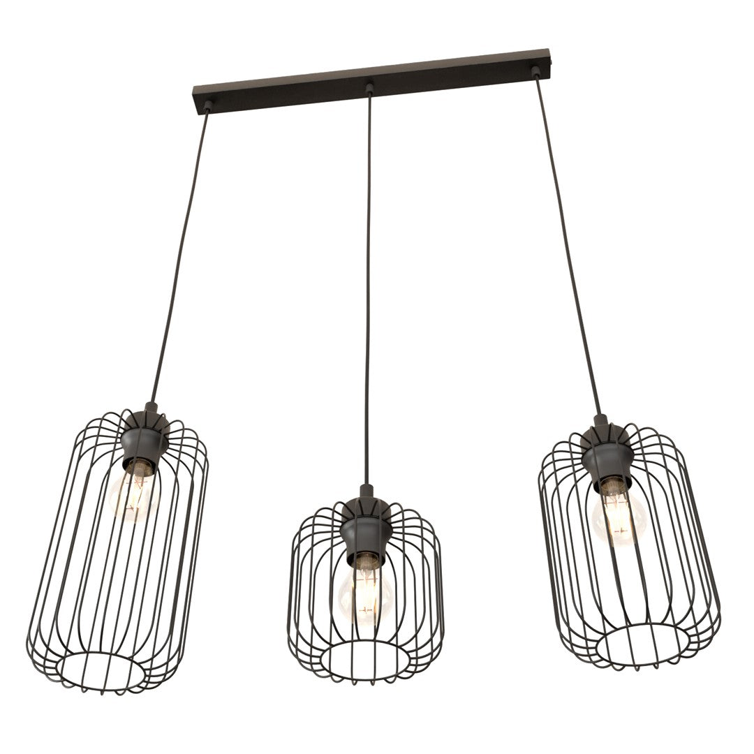 Suspension Vander 3 lumières noire