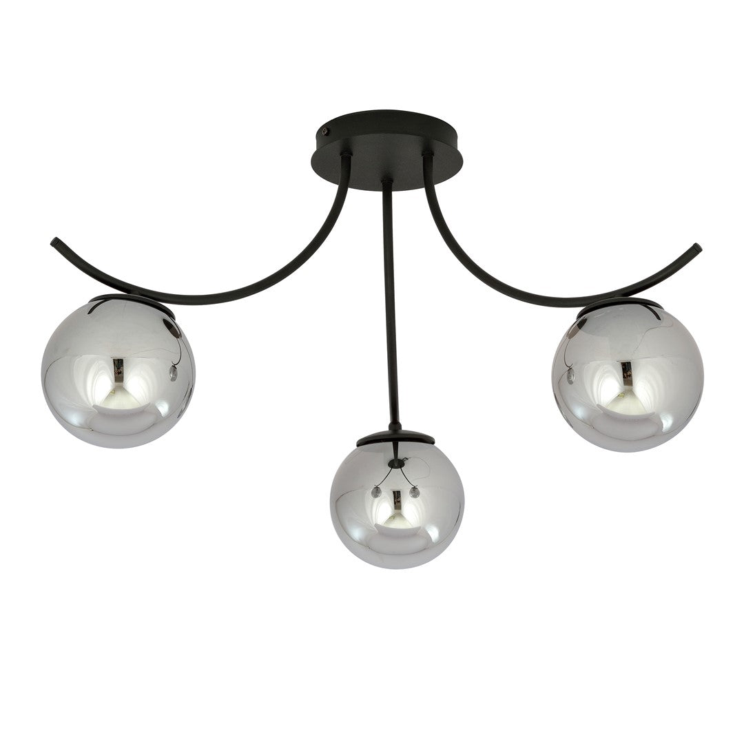 Deckenleuchte Boston 3-flammig schwarz, Glas graphit