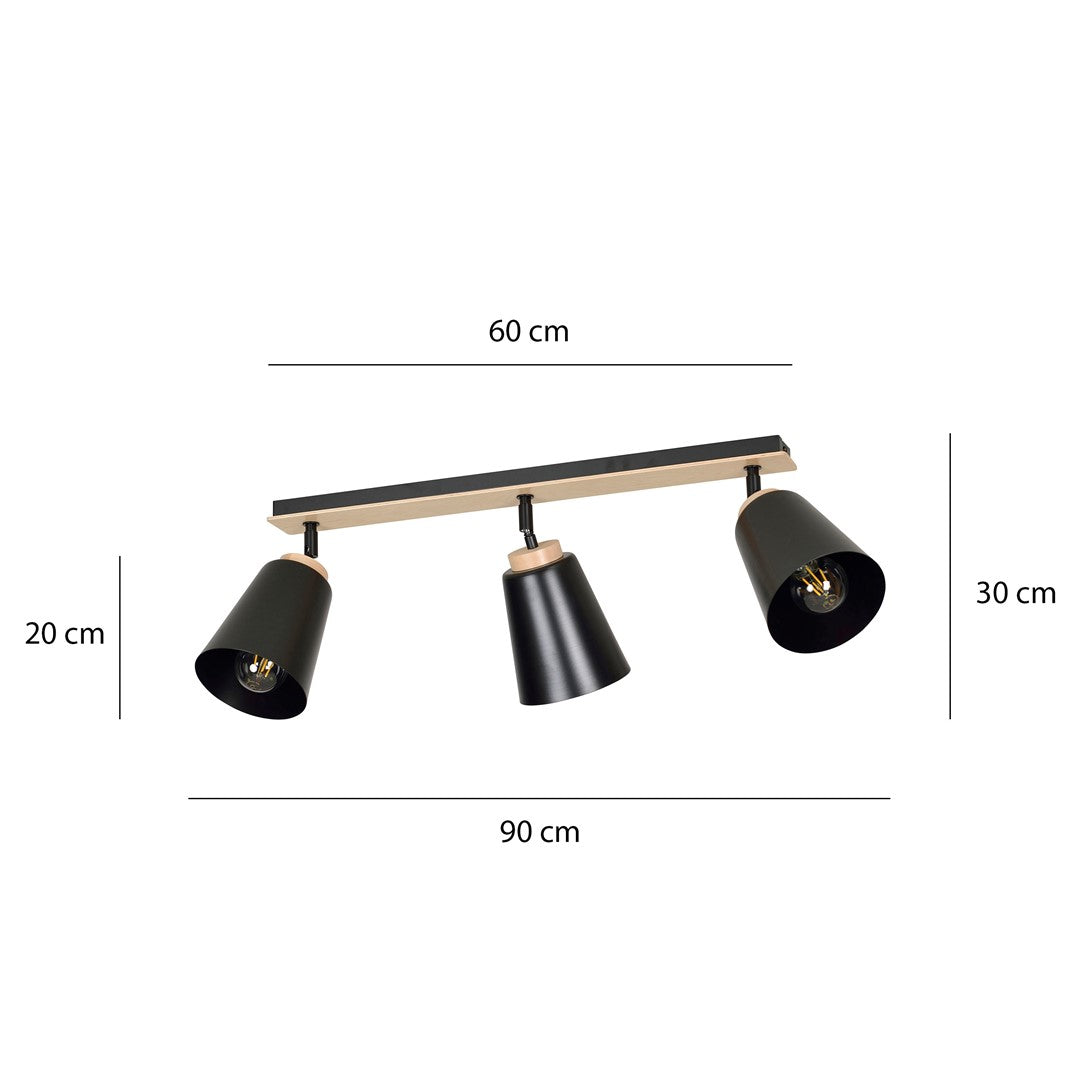 Schéma coté : largeur totale 90 cm, hauteur 30 cm, platine 60 cm