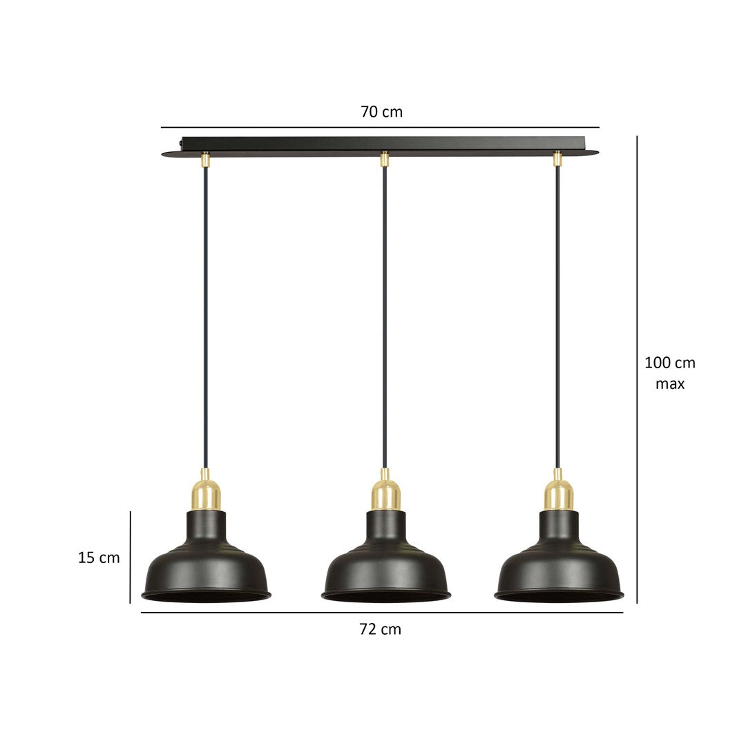 Schéma coté montrant largeur 70 cm, entraxe 72 cm et hauteur maximale 100 cm
