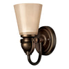 Applique murale Mayflower en verre, bronze et ambre, hauteur 27,3 cm
