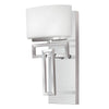 Applique murale Lanza en verre, chrome et blanc, hauteur 30,5 cm, IP44