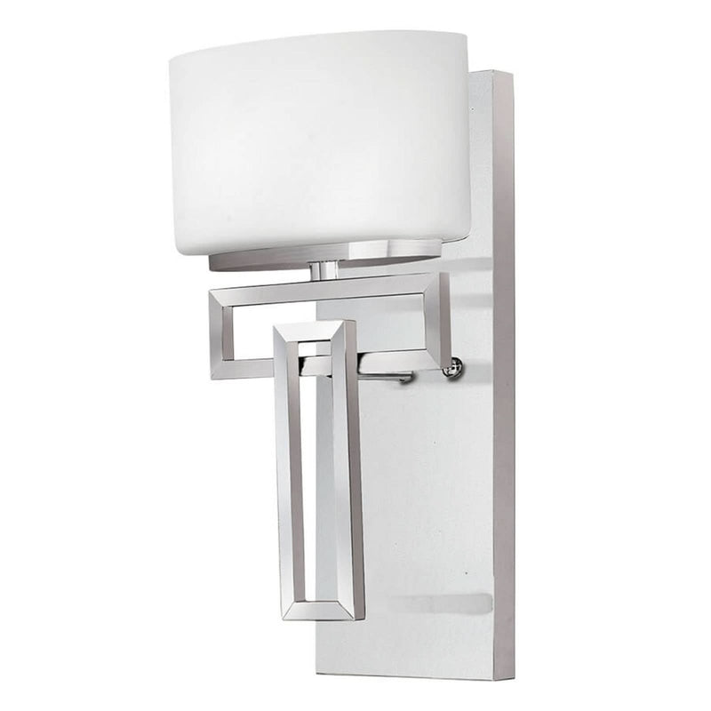 Applique murale Lanza en verre, chrome et blanc, hauteur 30,5 cm, IP44