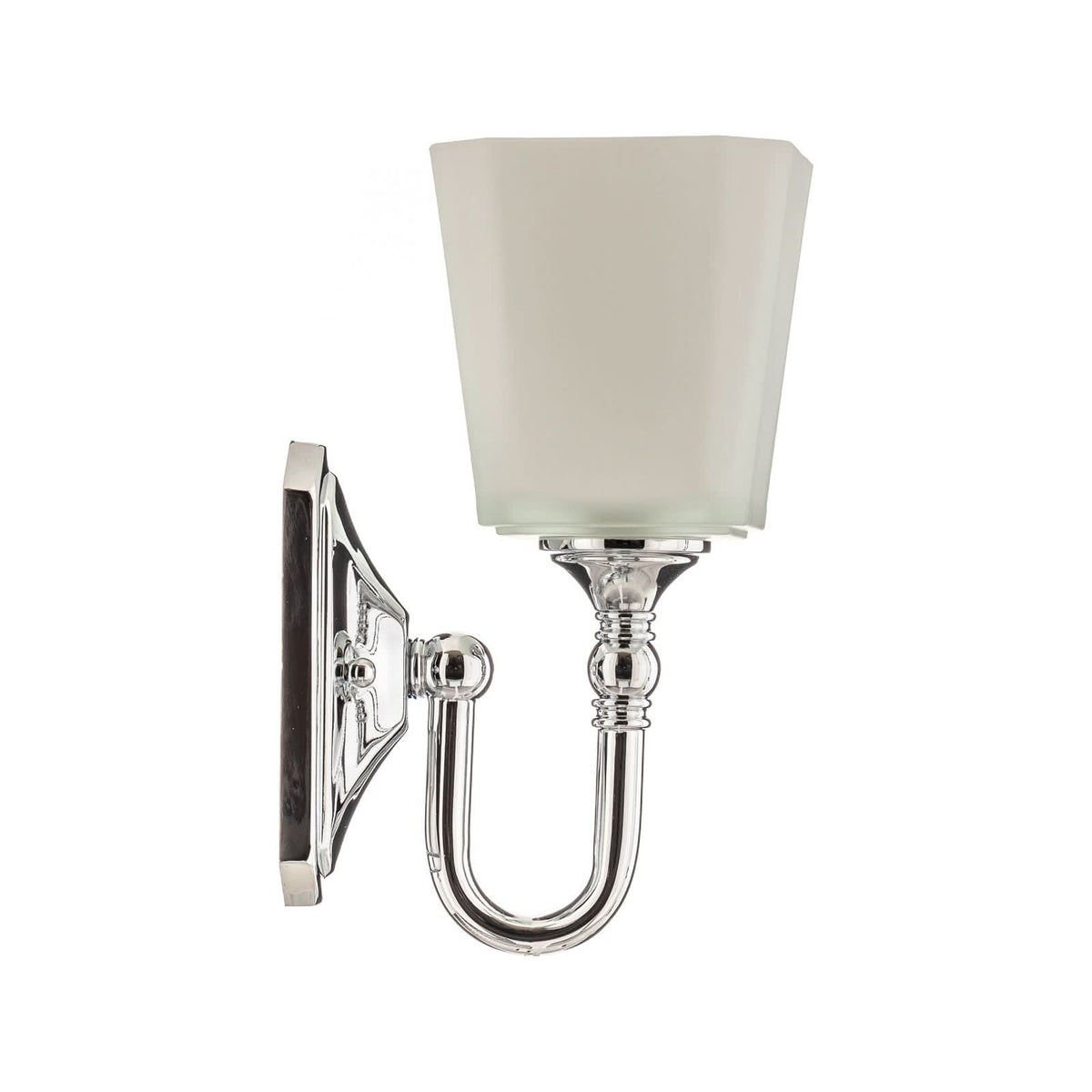 Applique murale Concord en verre, chromé et blanc, hauteur 25,7 cm, IP44