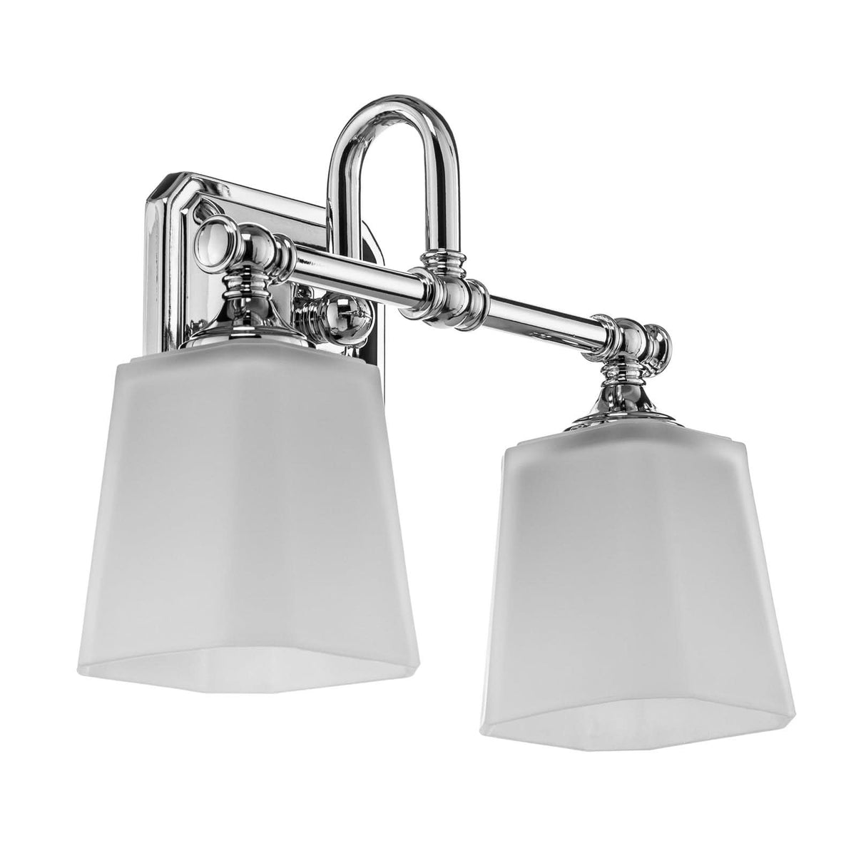 Applique murale Concord en verre, chromé et blanc, 2 lumières, hauteur 25,7 cm, IP44