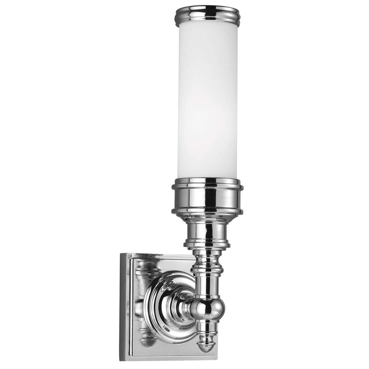 Applique murale Payne Ornate en verre, chrome et blanc, hauteur 36,2 cm, IP44