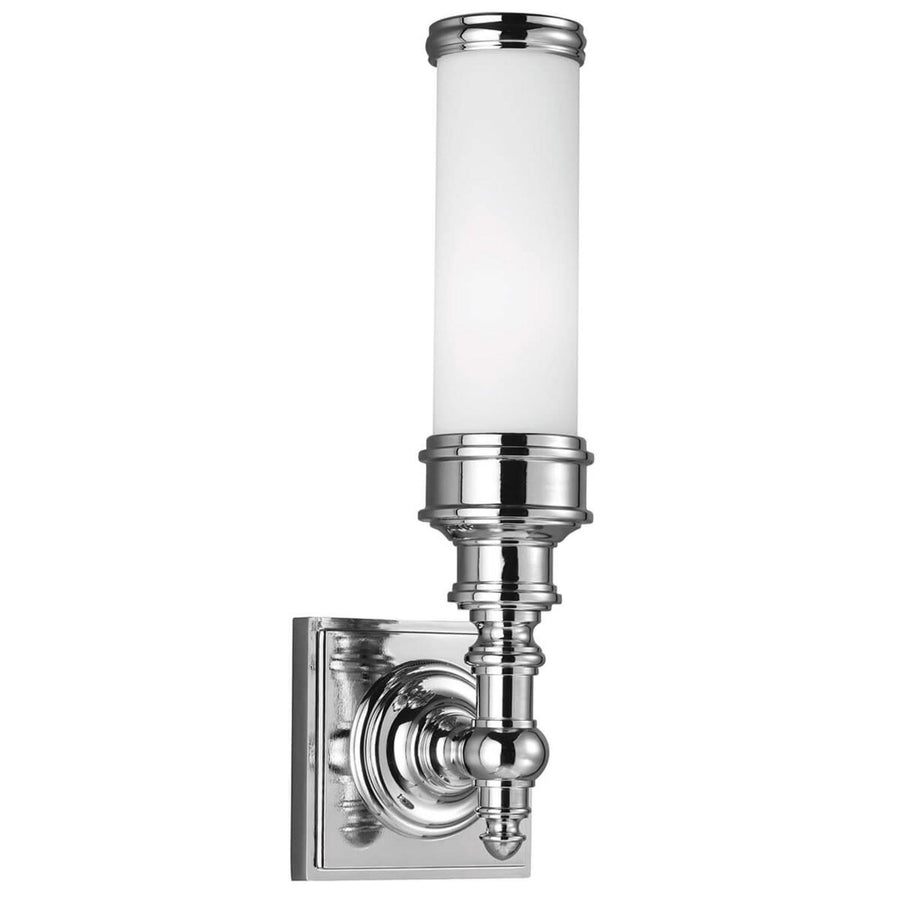 Applique murale Payne Ornate en verre, chrome et blanc, hauteur 36,2 cm, IP44