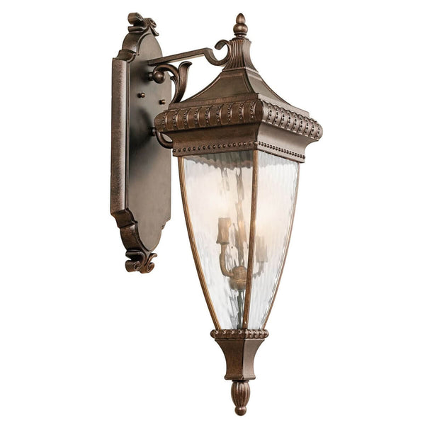 Applique d'extérieur Venetian Rain en verre, bronze brossé et transparent, 2 lumières, hauteur 64,1 cm, IP44