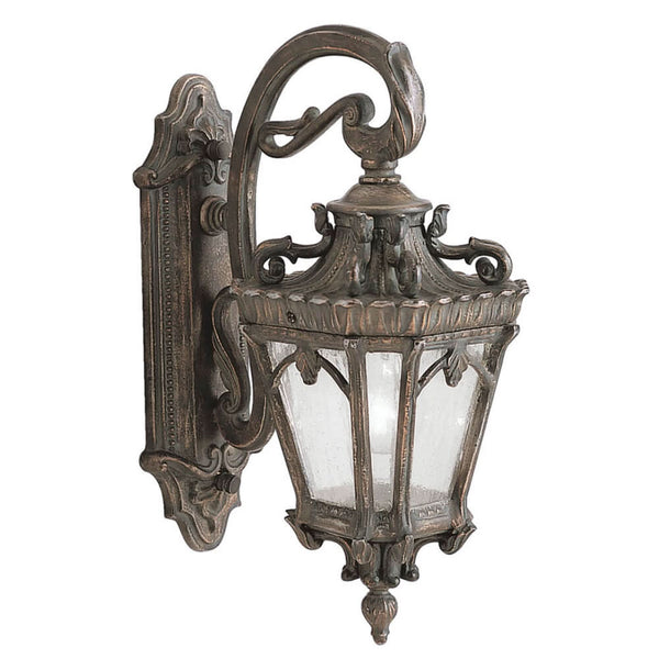 Applique d'extérieur Tournai en verre, laiton ancien, hauteur 45,7 cm, IP44