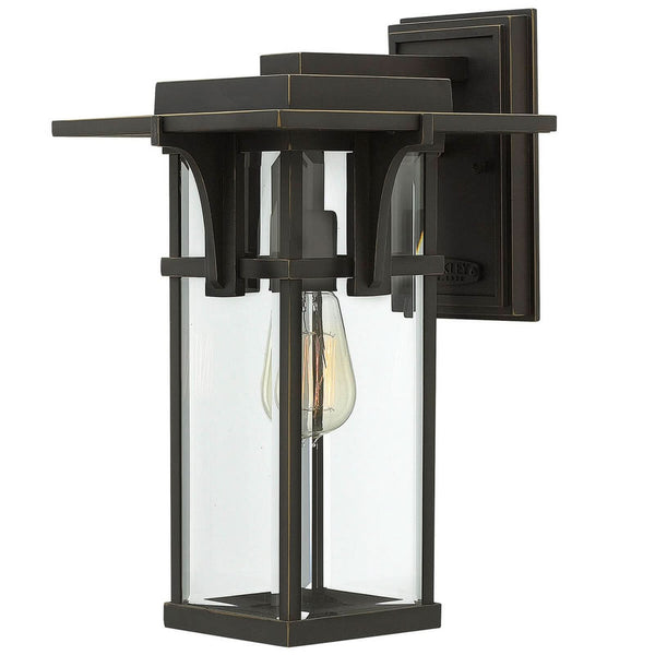 Applique d'extérieur Manhattan en verre, bronze et transparent, hauteur 38,1 cm, IP44