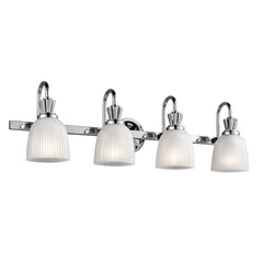 Applique murale Cora en verre, chromé et blanc, 4 lumières, hauteur 24,1 cm, IP44
