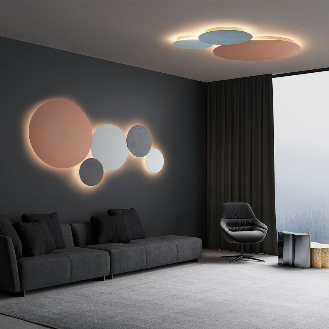 Applique murale LED Blade en aluminium, argenté mat, Ø 34 cm