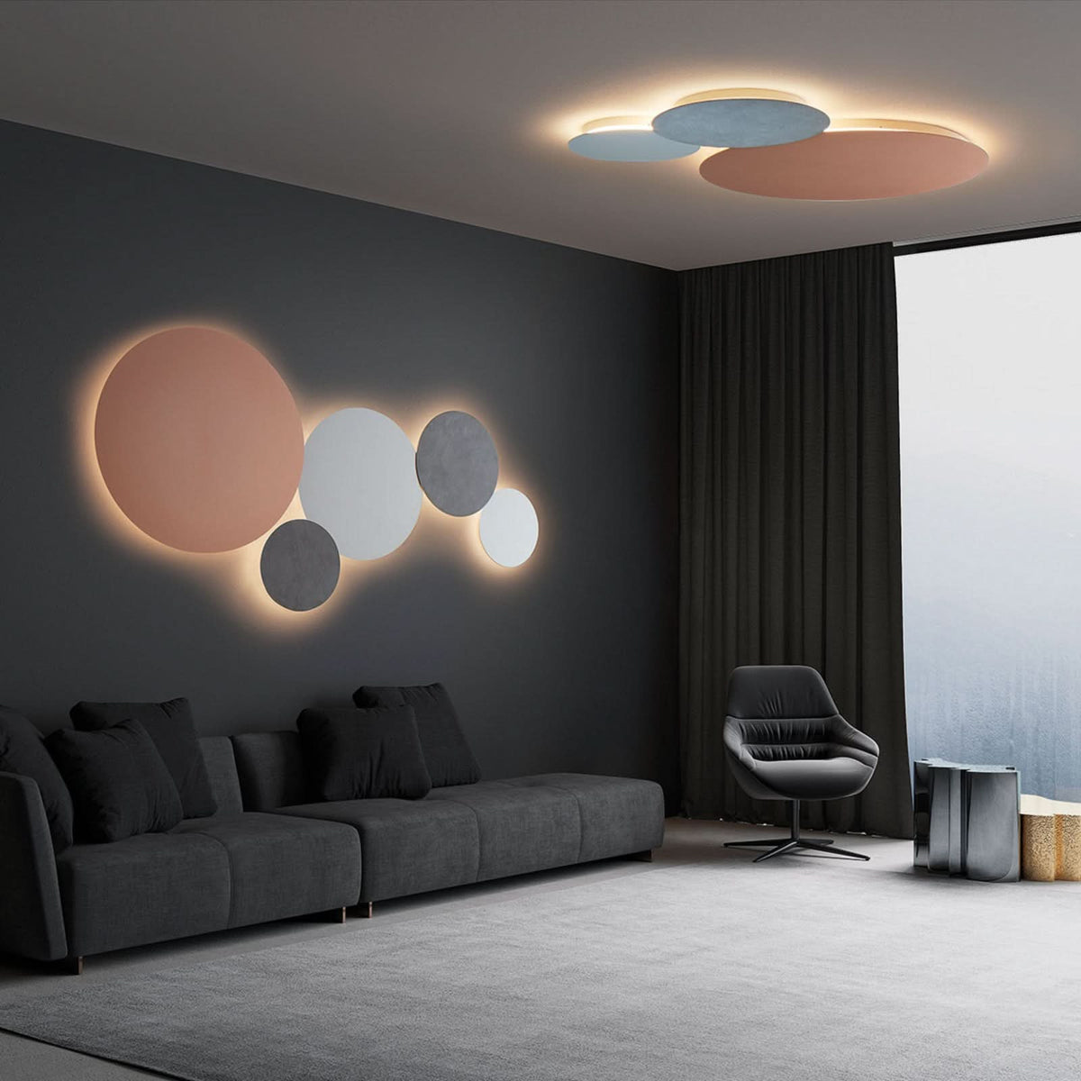 Applique murale LED Blade en aluminium, argenté mat, Ø 34 cm