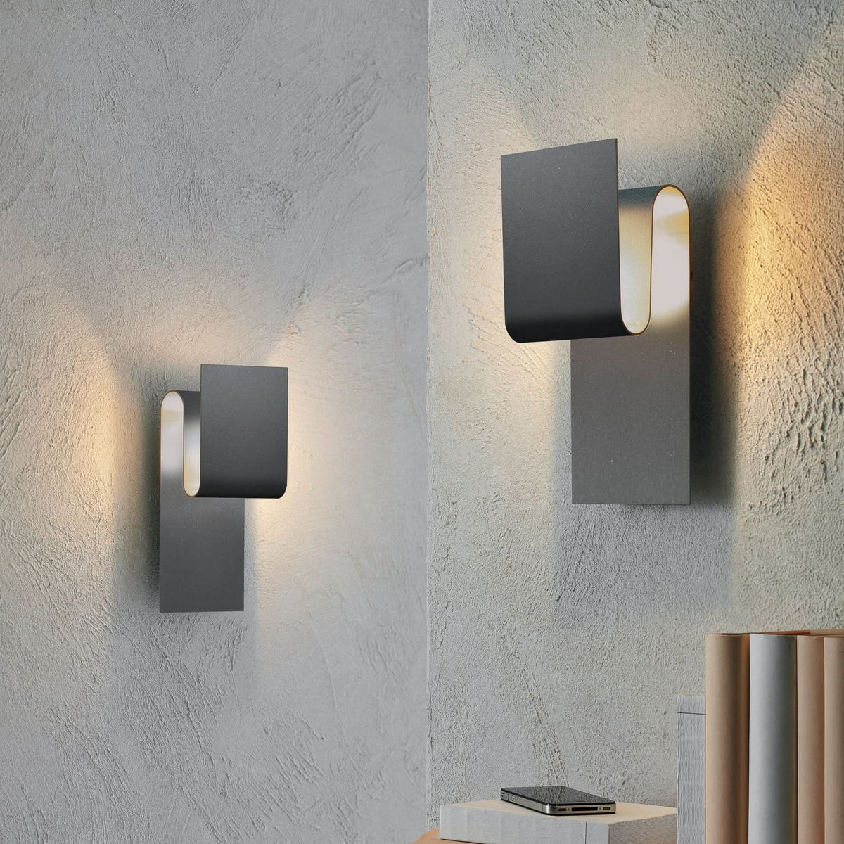 Applique murale Fold en aluminium, anthracite, hauteur 30 cm