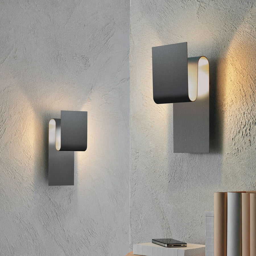 Applique murale Fold en aluminium, anthracite, hauteur 30 cm