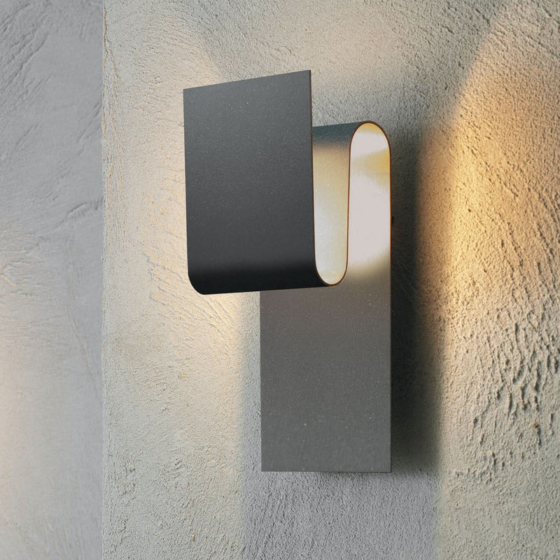 Applique murale Fold en aluminium, anthracite, hauteur 30 cm