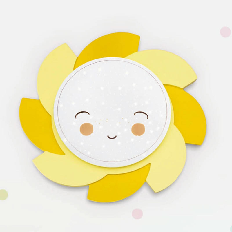 Applique murale LED Soleil Starlight Smile en bois, jaune, Ø 60 cm