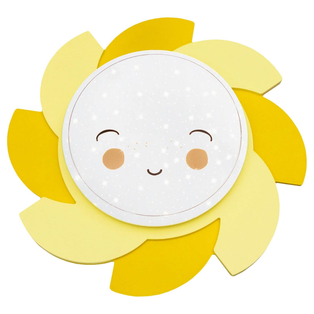 Applique murale LED Soleil Starlight Smile en bois, jaune, Ø 60 cm